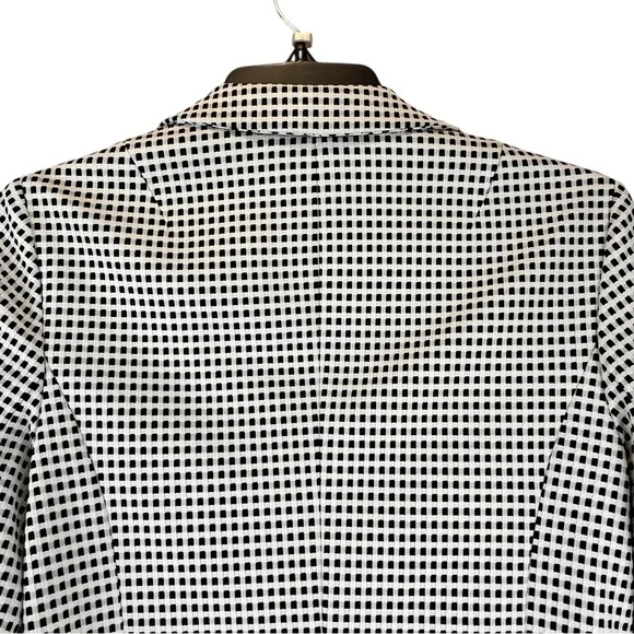 Talbots Checkered Gingham Blazer Suit Coat Jacket Mid-Weight Black White Sz L - Picture 4 of 11